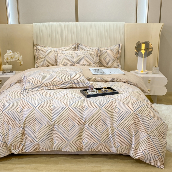 91家纺网 家纺一手货源 找家纺 红日子纺织品 2025新款100%全棉纯棉磨毛四件套 慕白