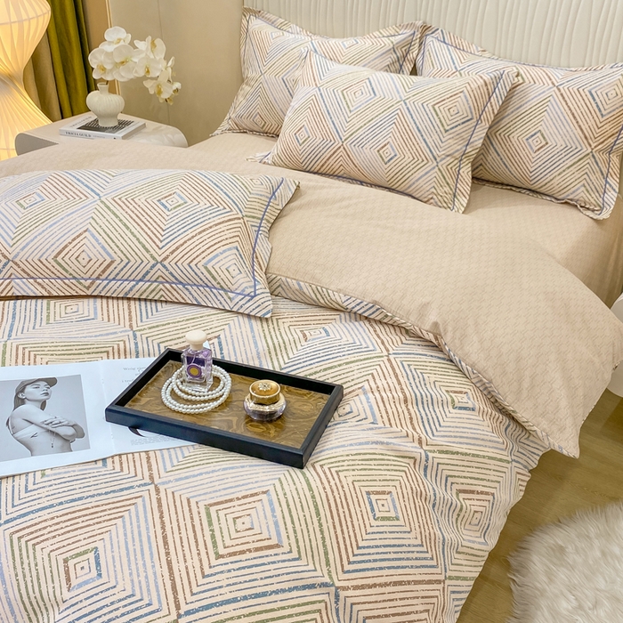 91家纺网 家纺一手货源 找家纺 红日子纺织品 2025新款100%全棉纯棉磨毛四件套 慕白