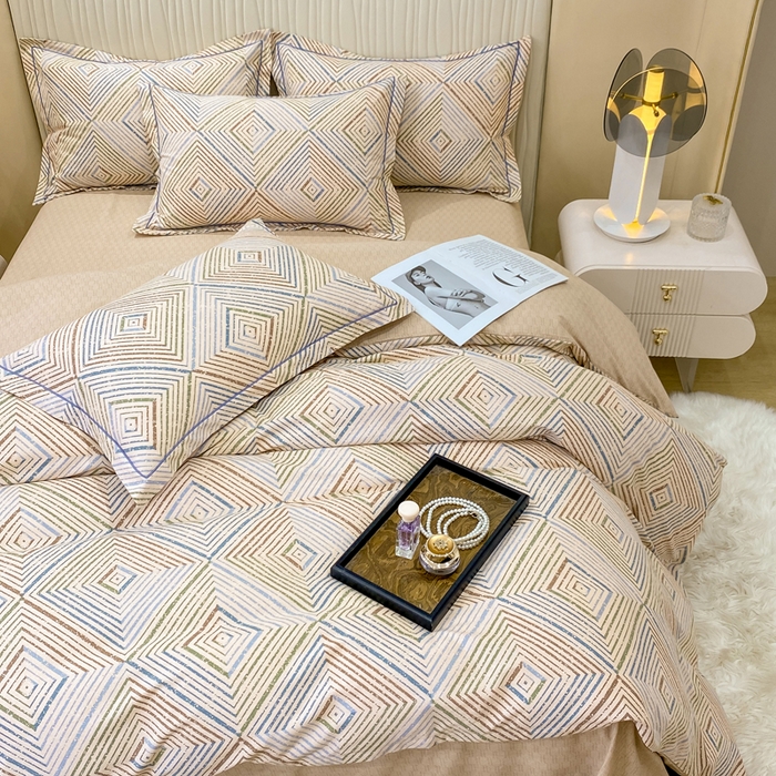 91家纺网 家纺一手货源 找家纺 红日子纺织品 2025新款100%全棉纯棉磨毛四件套 慕白