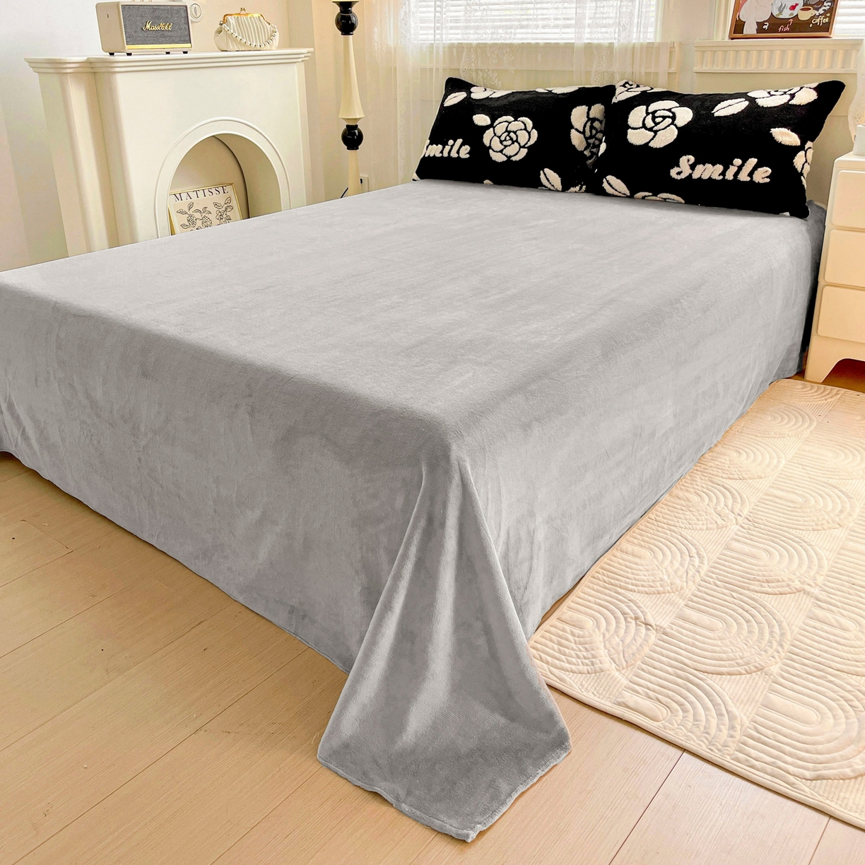 91家纺网 家纺一手货源 找家纺 梦之岛 2025新款高克重阳离子大提花印花牛奶绒四件套 山茶花