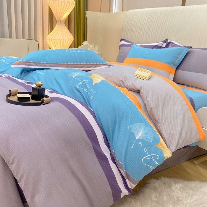 91家纺网 家纺一手货源 找家纺 红日子纺织品 2025新款100%全棉纯棉磨毛四件套 时尚风信