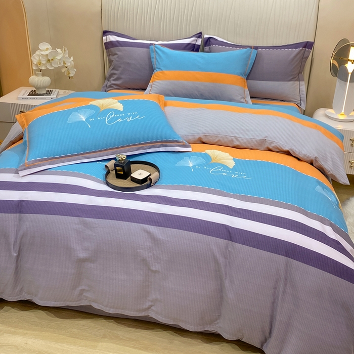 91家纺网 家纺一手货源 找家纺 红日子纺织品 2025新款100%全棉纯棉磨毛四件套 时尚风信