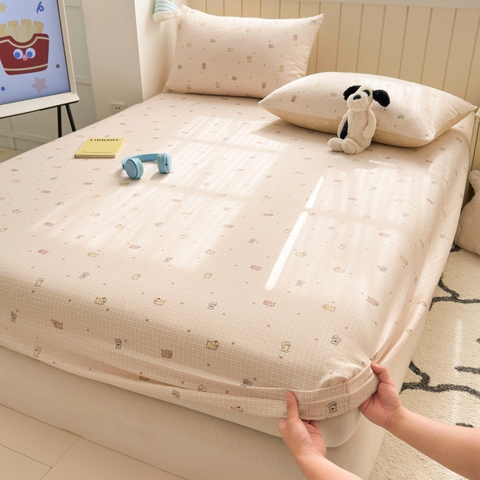 91家纺网 家纺一手货源 找家纺 典曼家纺 2025新款卡通印花单床笠 床笠单件 泡芙小象