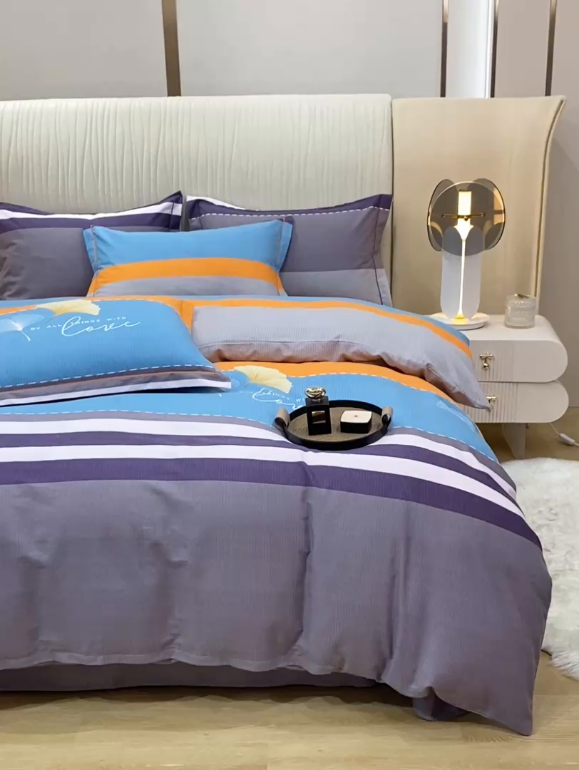 91家纺网 家纺一手货源 找家纺 红日子纺织品 2025新款100%全棉纯棉磨毛四件套 时尚风信