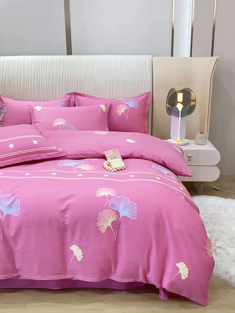 91家纺网 家纺一手货源 找家纺 红日子纺织品 2025新款100%全棉纯棉磨毛四件套 心动絮语