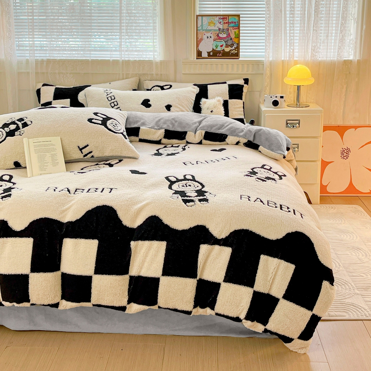 91家纺网 家纺一手货源 找家纺 梦之岛 2025新款高克重阳离子大提花印花牛奶绒四件套 la布布