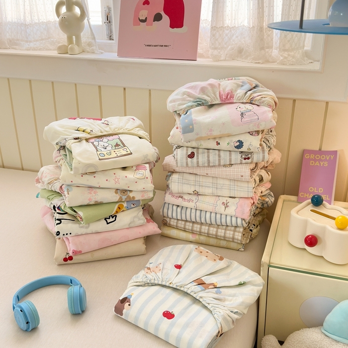 91家纺网 家纺一手货源 找家纺 典曼家纺 2025新款卡通印花单床笠 床笠单件 组合图仅供展示不可下单