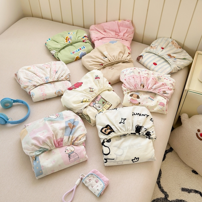 91家纺网 家纺一手货源 找家纺 典曼家纺 2025新款卡通印花单床笠 床笠单件 组合图仅供展示不可下单