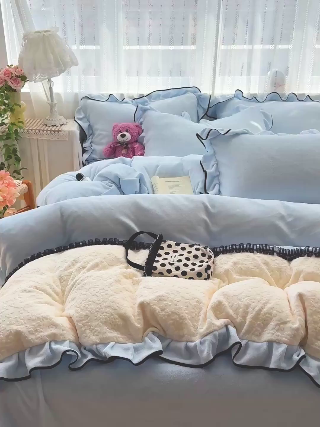91家纺网 家纺一手货源 找家纺 （总）梦之岛 2025新款韩版双拼提花牛奶绒四件套-秘密花园