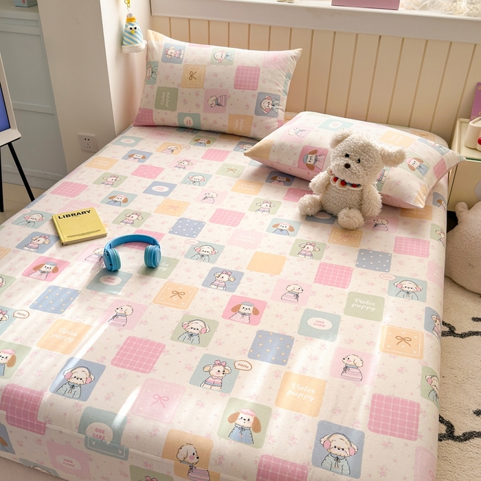 91家纺网 家纺一手货源 找家纺 典曼家纺 2025新款卡通印花单床笠 床笠单件 开心屋