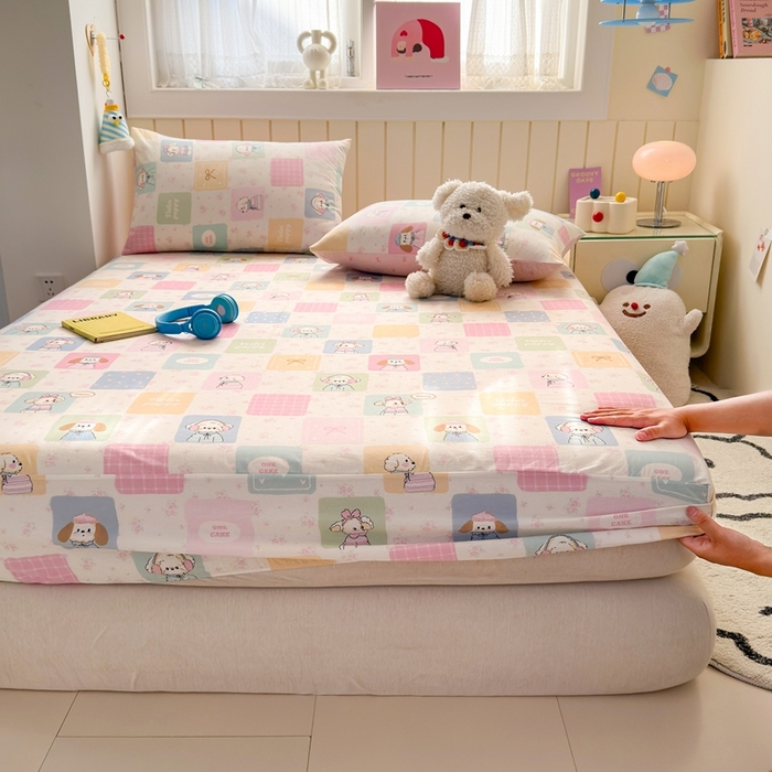 91家纺网 家纺一手货源 找家纺 典曼家纺 2025新款卡通印花单床笠 床笠单件 开心屋