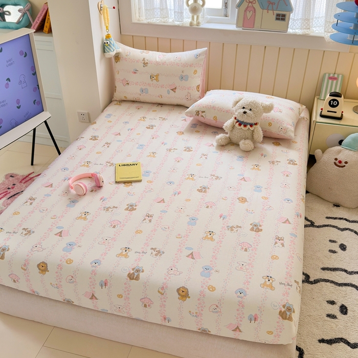 91家纺网 家纺一手货源 找家纺 典曼家纺 2025新款卡通印花单床笠 床笠单件 可爱多