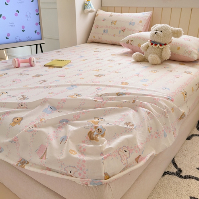 91家纺网 家纺一手货源 找家纺 典曼家纺 2025新款卡通印花单床笠 床笠单件 可爱多