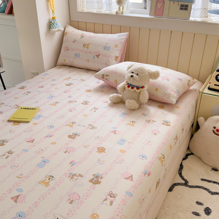 91家纺网 家纺一手货源 找家纺 典曼家纺 2025新款卡通印花单床笠 床笠单件 可爱多