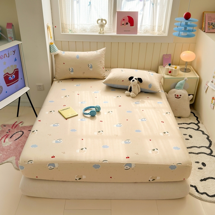 91家纺网 家纺一手货源 找家纺 典曼家纺 2025新款卡通印花单床笠 床笠单件 可可汪