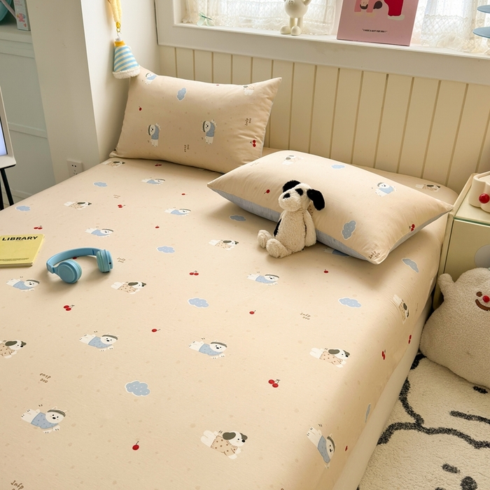 91家纺网 家纺一手货源 找家纺 典曼家纺 2025新款卡通印花单床笠 床笠单件 可可汪