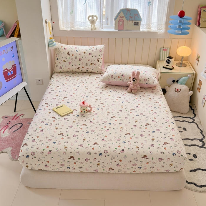 91家纺网 家纺一手货源 找家纺 典曼家纺 2025新款卡通印花单床笠 床笠单件 玛奇朵