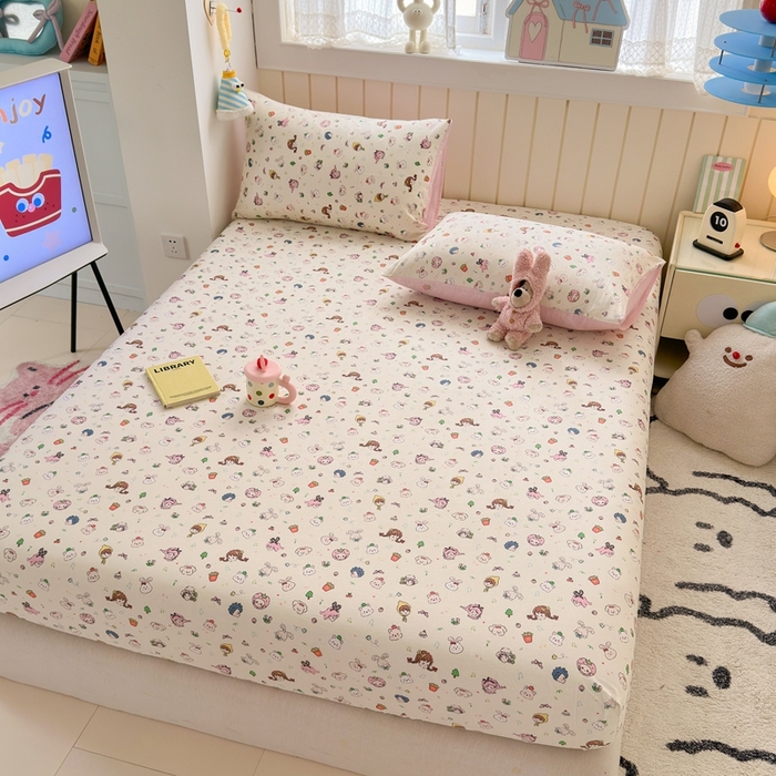 91家纺网 家纺一手货源 找家纺 典曼家纺 2025新款卡通印花单床笠 床笠单件 玛奇朵