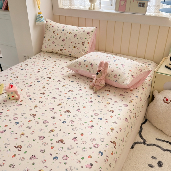 91家纺网 家纺一手货源 找家纺 典曼家纺 2025新款卡通印花单床笠 床笠单件 玛奇朵