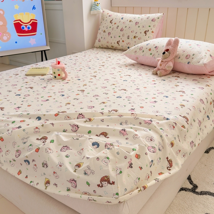 91家纺网 家纺一手货源 找家纺 典曼家纺 2025新款卡通印花单床笠 床笠单件 玛奇朵