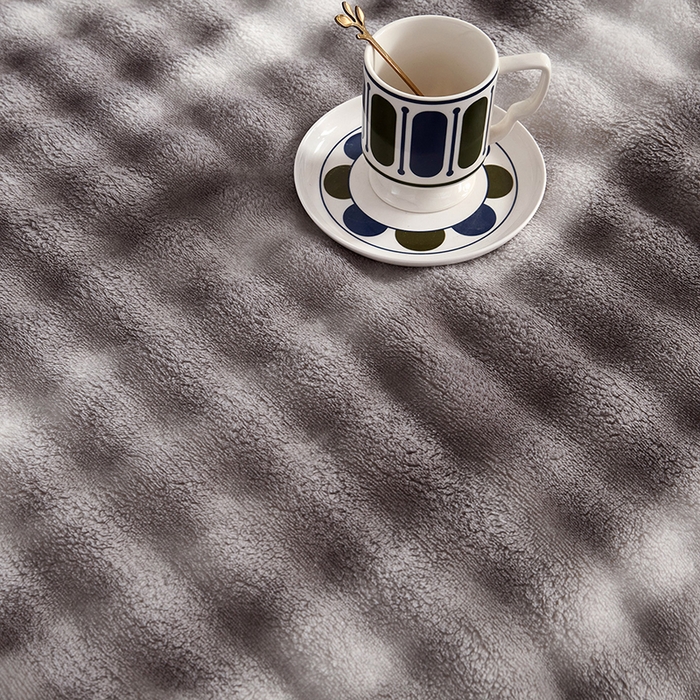 91家纺网 家纺一手货源 找家纺 悦织湾家纺 2025新款仿兔毛绒托斯仿兔毛绒毛毯纯色印花牛奶绒休闲盖毯午睡小毯子 炫彩深灰