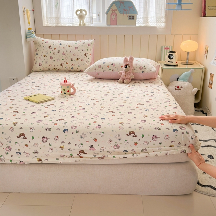 91家纺网 家纺一手货源 找家纺 典曼家纺 2025新款卡通印花单床笠 床笠单件 玛奇朵
