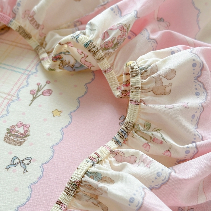 91家纺网 家纺一手货源 找家纺 典曼家纺 2025新款卡通印花单床笠 床笠单件 奶昔小熊