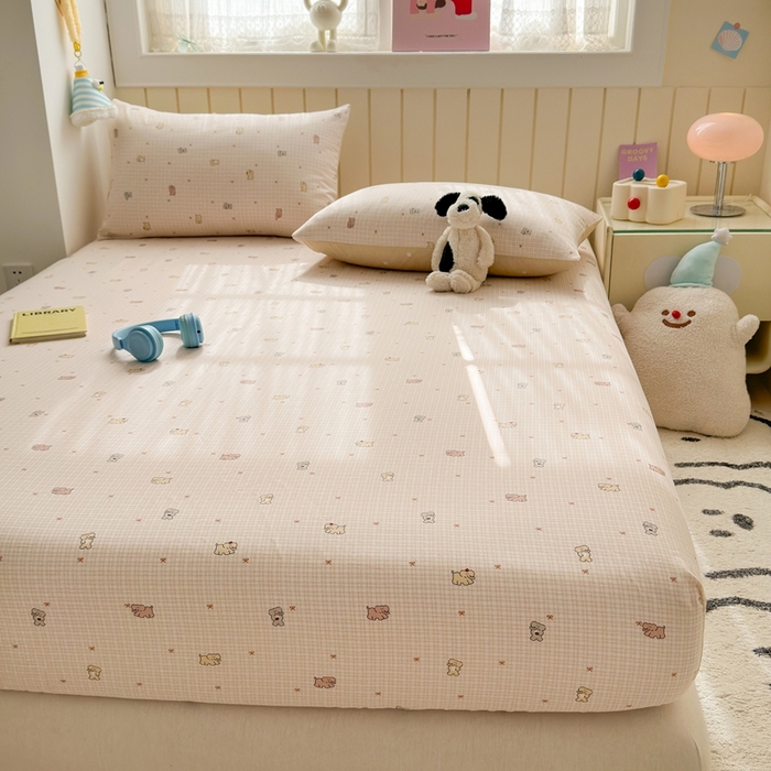 91家纺网 家纺一手货源 找家纺 典曼家纺 2025新款卡通印花单床笠 床笠单件 泡芙小象