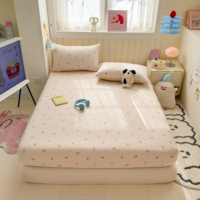 91家纺网 家纺一手货源 找家纺 典曼家纺 2025新款卡通印花单床笠 床笠单件 泡芙小象