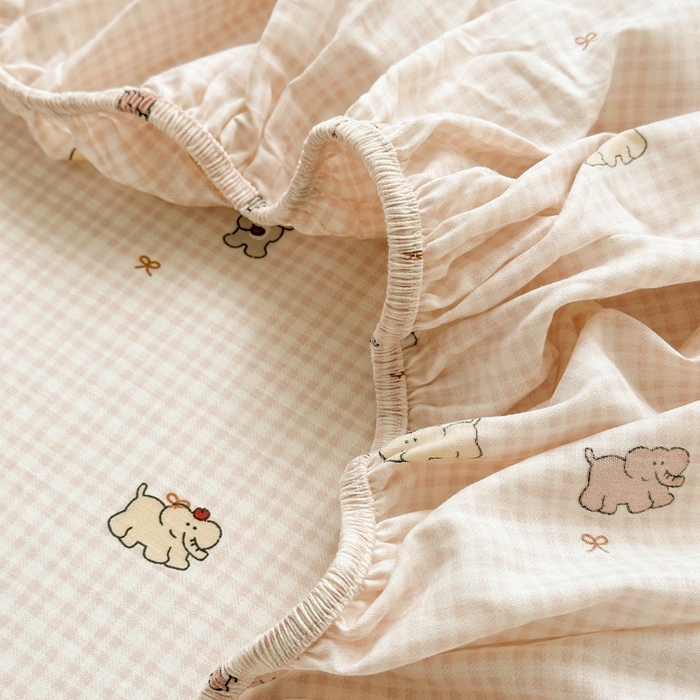 91家纺网 家纺一手货源 找家纺 典曼家纺 2025新款卡通印花单床笠 床笠单件 泡芙小象