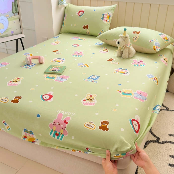 典曼家纺 2025新款卡通印花单床笠 床笠单件 趣味熊