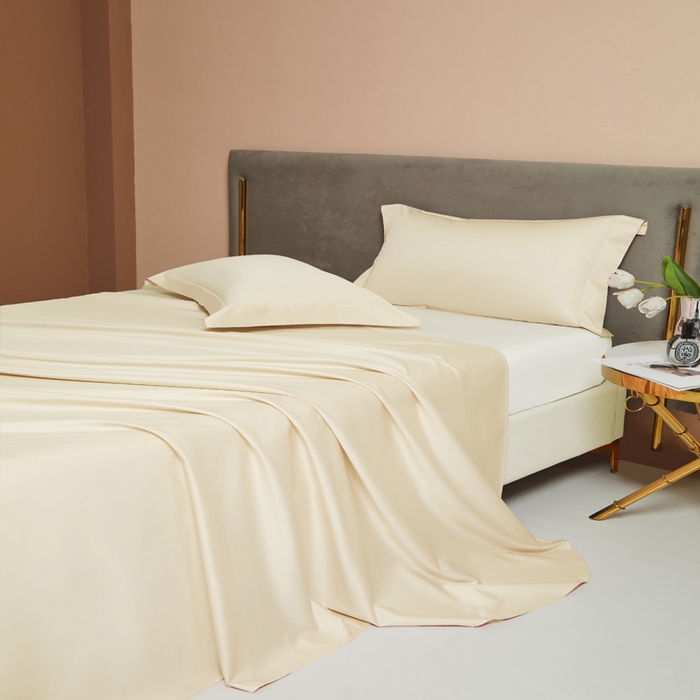 91家纺网 家纺一手货源 找家纺 柔觉家纺 柔系列A类100支长绒棉单品床单 香草色