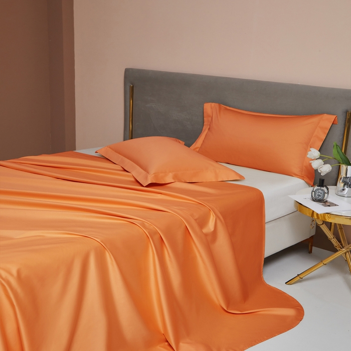 91家纺网 家纺一手货源 找家纺 柔觉家纺 柔系列A类100支长绒棉单品床单 活力橘