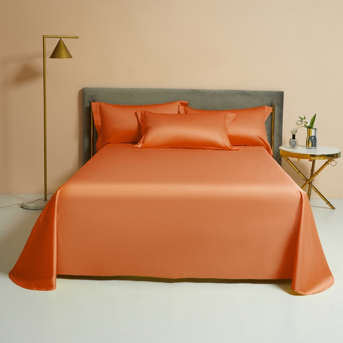91家纺网 家纺一手货源 找家纺 柔觉家纺 柔系列A类100支长绒棉单品床单 活力橘
