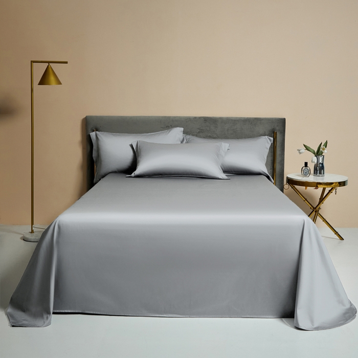 91家纺网 家纺一手货源 找家纺 柔觉家纺 柔系列A类100支长绒棉单品床单 浅银灰