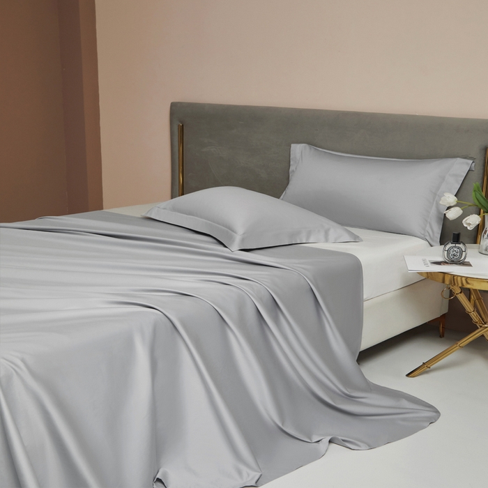 91家纺网 家纺一手货源 找家纺 柔觉家纺 柔系列A类100支长绒棉单品床单 浅银灰