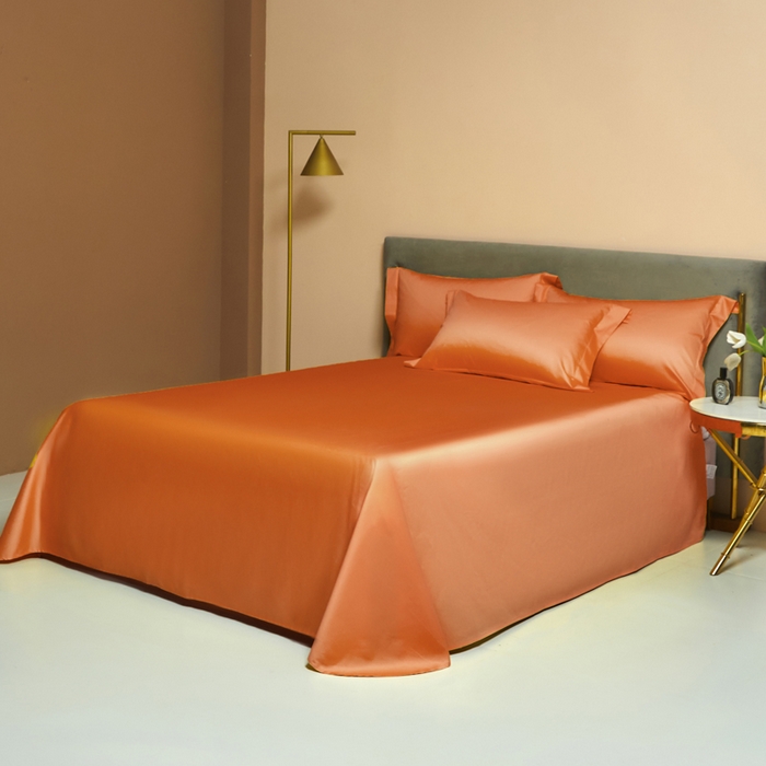 91家纺网 家纺一手货源 找家纺 柔觉家纺 柔系列A类100支长绒棉单品床单 活力橘