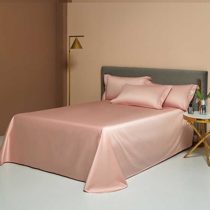 91家纺网 家纺一手货源 找家纺 柔觉家纺 柔系列A类100支长绒棉单品床单 粉豆沙