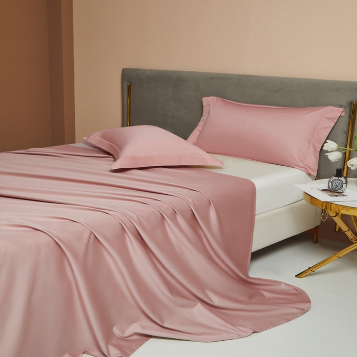 91家纺网 家纺一手货源 找家纺 柔觉家纺 柔系列A类100支长绒棉单品床单 海棠色