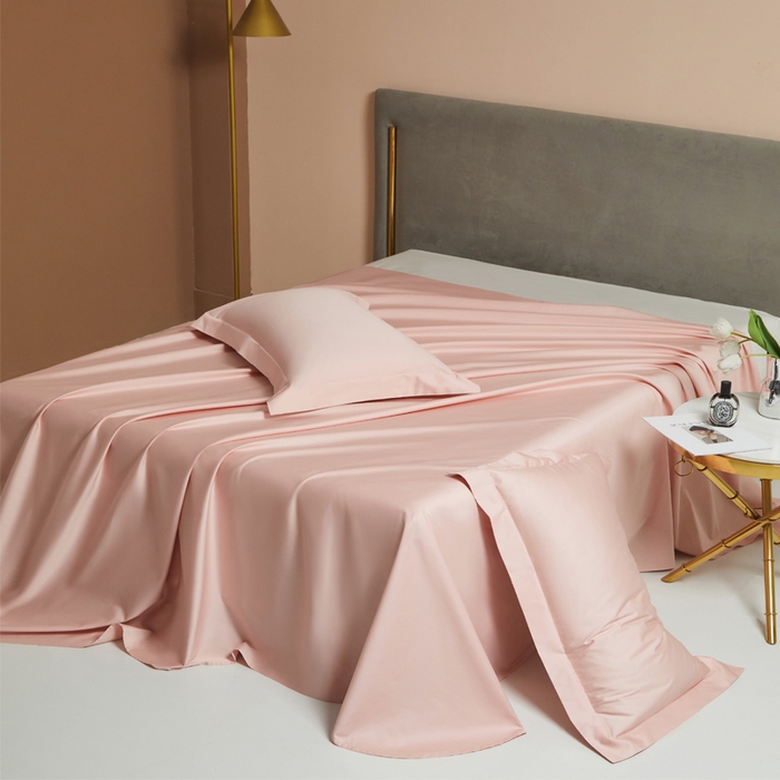 柔觉家纺 柔系列A类100支长绒棉单品床单 粉豆沙