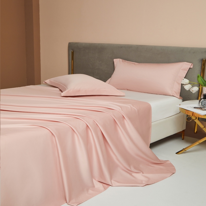 91家纺网 家纺一手货源 找家纺 柔觉家纺 柔系列A类100支长绒棉单品床单 粉豆沙