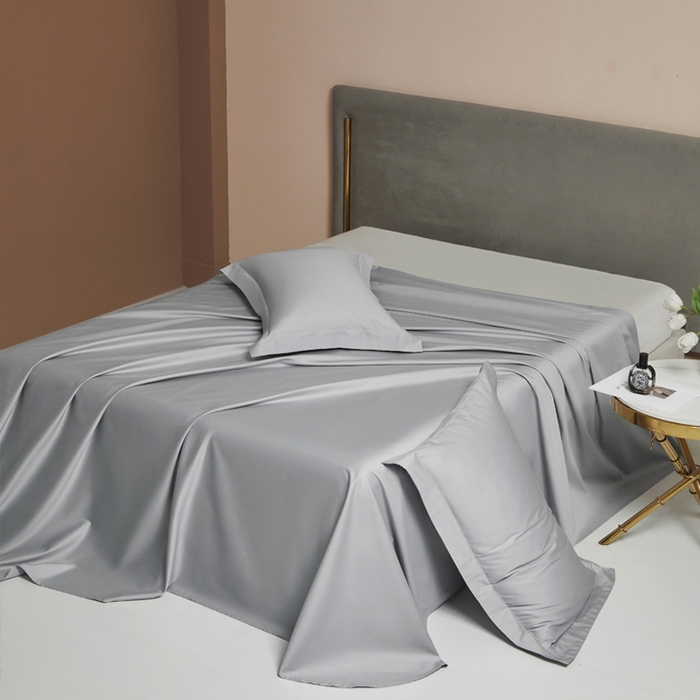 91家纺网 家纺一手货源 找家纺 柔觉家纺 柔系列A类100支长绒棉单品床单 浅银灰