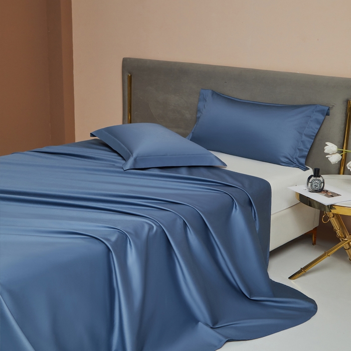 91家纺网 家纺一手货源 找家纺 柔觉家纺 柔系列A类100支长绒棉单品床单 宾利蓝