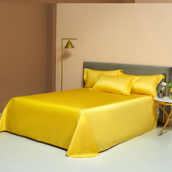 91家纺网 家纺一手货源 找家纺 柔觉家纺 柔系列A类100支长绒棉单品床单 姜黄
