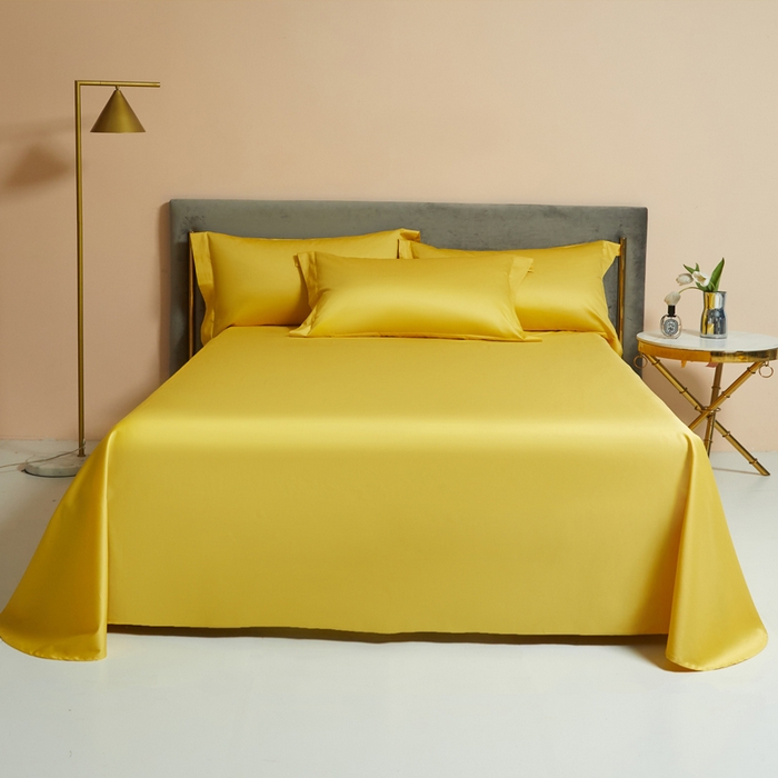 91家纺网 家纺一手货源 找家纺 柔觉家纺 柔系列A类100支长绒棉单品床单 姜黄