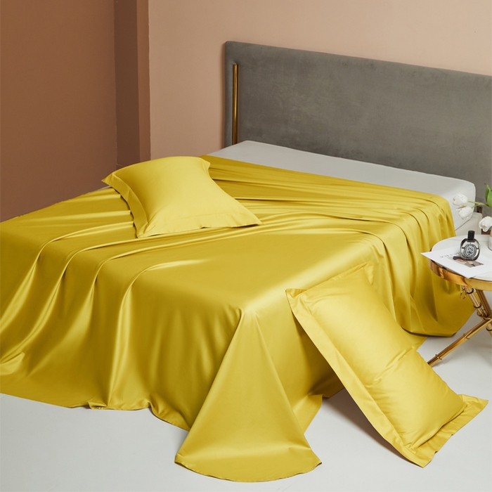 柔觉家纺 柔系列A类100支长绒棉单品床单 姜黄