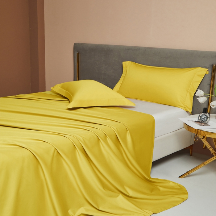 91家纺网 家纺一手货源 找家纺 柔觉家纺 柔系列A类100支长绒棉单品床单 姜黄