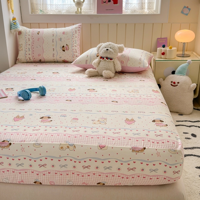 91家纺网 家纺一手货源 找家纺 典曼家纺 2025新款卡通印花单床笠 床笠单件 甜甜圈