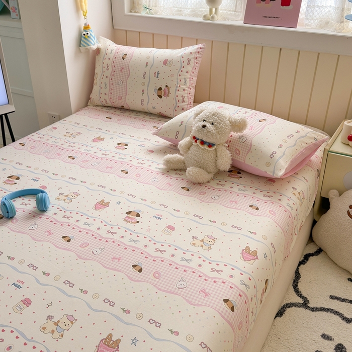 91家纺网 家纺一手货源 找家纺 典曼家纺 2025新款卡通印花单床笠 床笠单件 甜甜圈