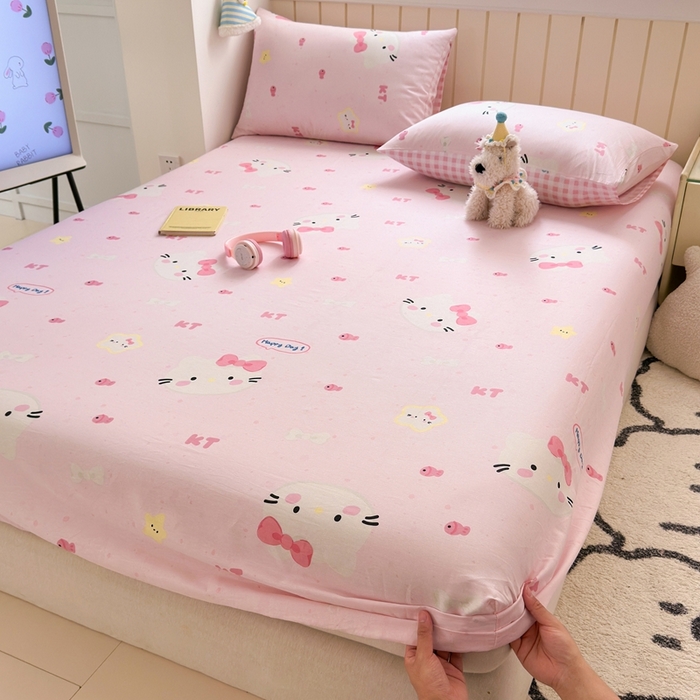 典曼家纺 2025新款卡通印花单床笠 床笠单件 甜心猫咪